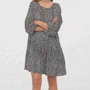H&M Black White Speckle Drop Waist Oversize Women's Dress